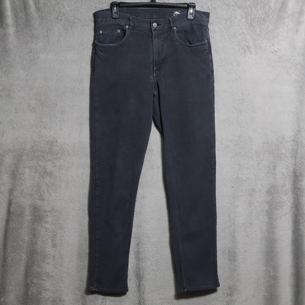 Faherty Jeans Mens 33x31 Gray Charcoal Wash Slim Straight Stretch Denim Pants